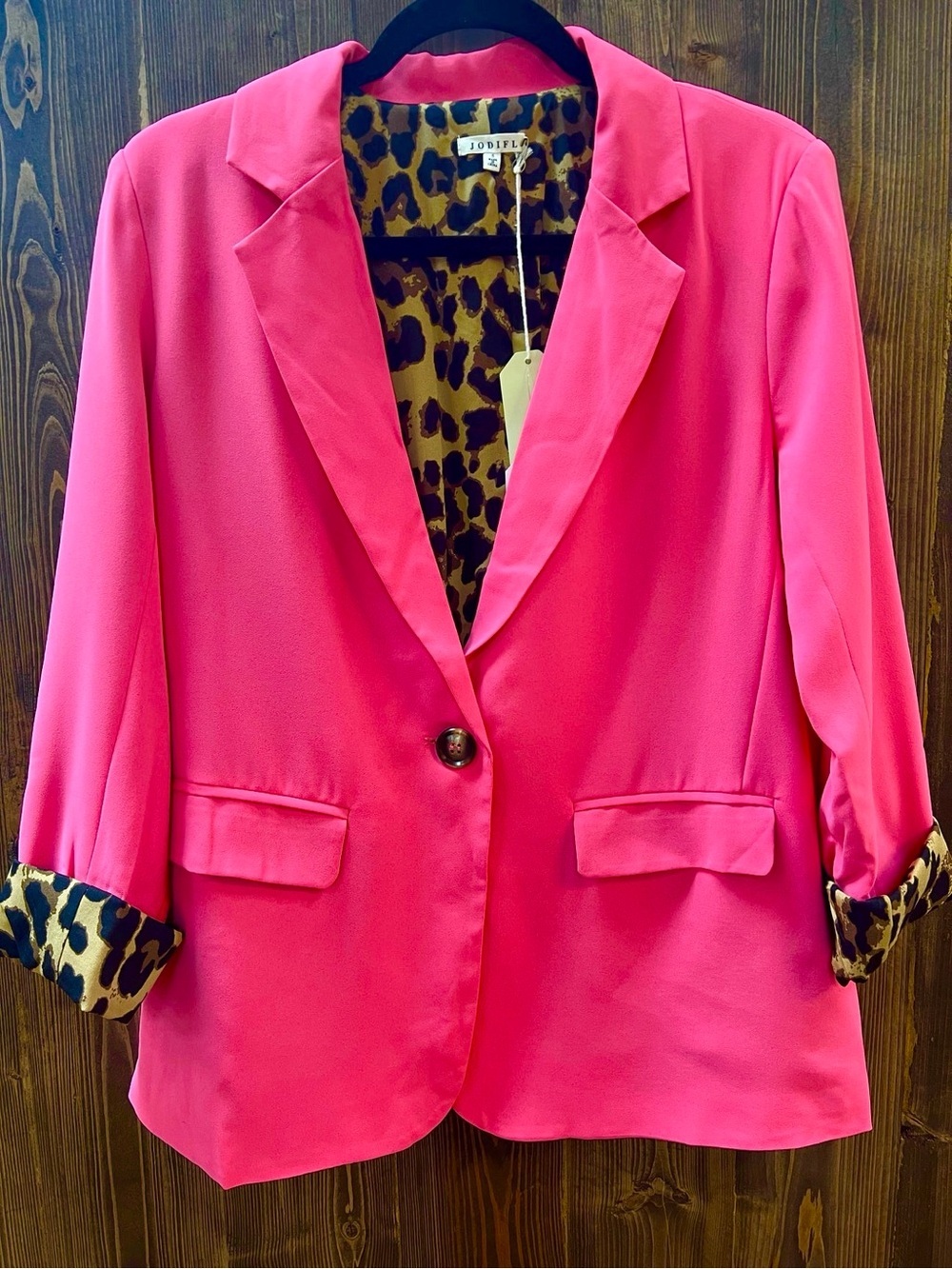 All Eyes On Me Leopard Animal Print Hot Pink Blazer Jacket small - Picture 7 of 7